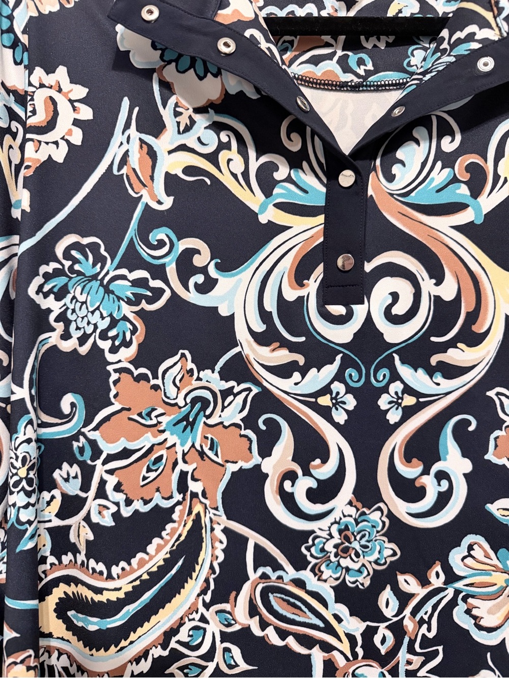 Chico's Zenergy Paisley Pullover Top | Size 3 XL | Cowl Neck | Stretch - Picture 3 of 9